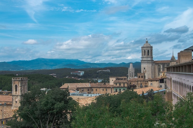 vista superior da cidade velha de Girona. Catalunha. Arquitetura histórica.