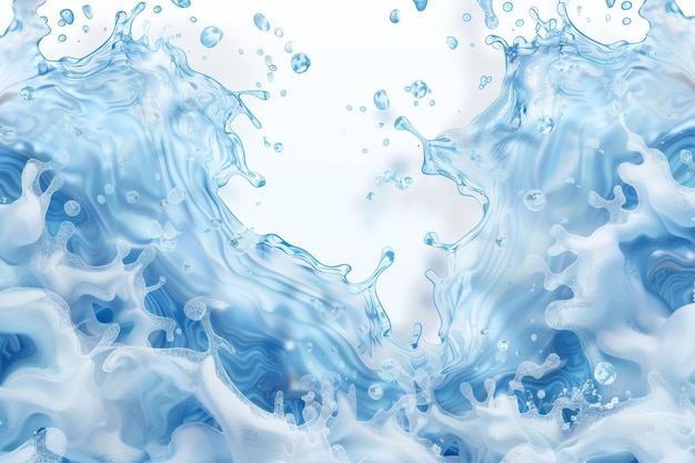 Vista superior da espuma de ondas marinhas salpicando no fundo O oceano azul salpicando água espumosa isolada em fundo transparente com estrutura náutica natural Elemento de design de espuma de espuma 3D realista