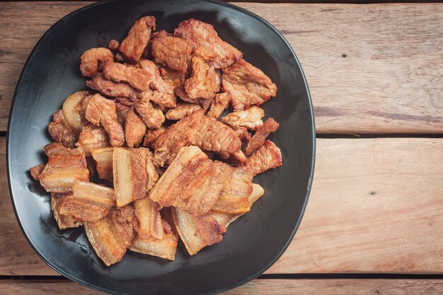 Vista superior da receita tailandesa de Fried Pork.