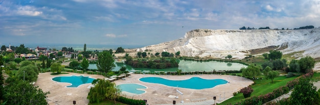 Vista superior da vila de Pamukkale, Turquia