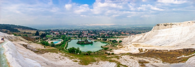 Vista superior da vila de Pamukkale, Turquia