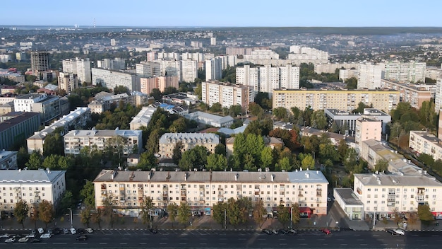 Vista superior das casas em uma área residencial da cidade de Kharkov