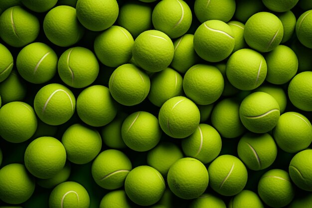 Vista superior de bolas de tênis verdes