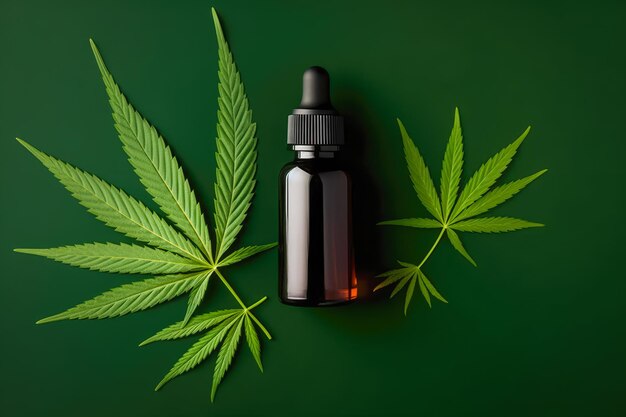 Foto vista superior de um produto de cuidado com cbd oil cannabis generative ai
