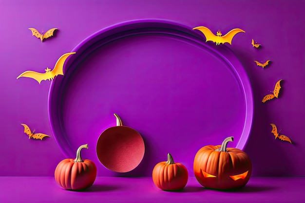 Vista superior de las decoraciones de Halloween Fondo con diseño de IA generativo de Copy Space