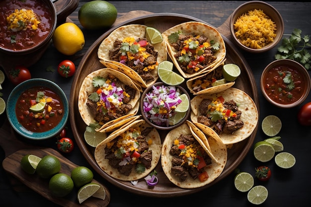 vista superior deliciosa comida mexicana lista para ser servida