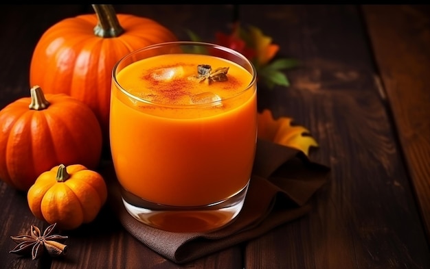 Vista superior do elixir de Halloween do conceito de suco de abóbora