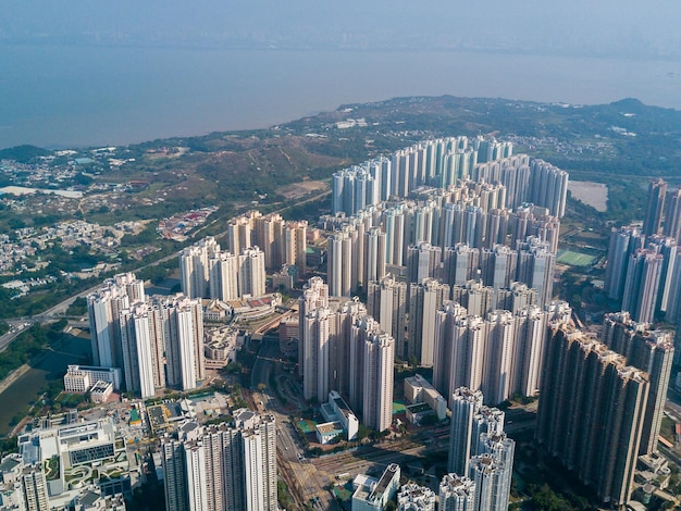 Vista superior do horizonte na cidade de Hong Kong