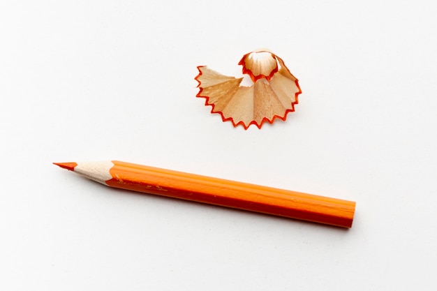 Vista superior do lápis laranja