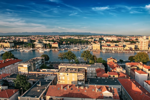 Vista superior do zadar croácia