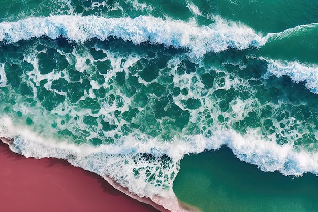 Vista superior espetacular da foto do drone da bela praia rosa