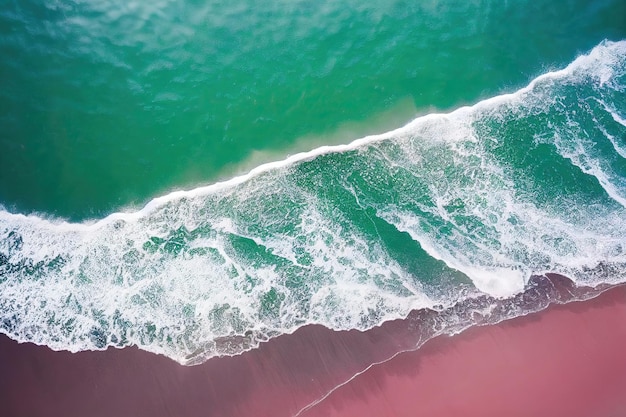 Vista superior espetacular da foto do drone da bela praia rosa