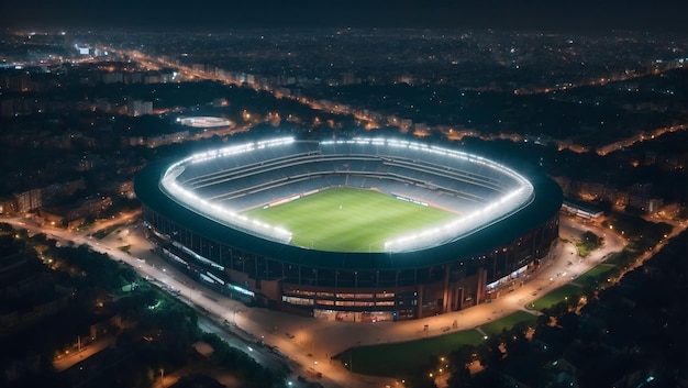 Vista superior de un estadio en el centro de la ciudad