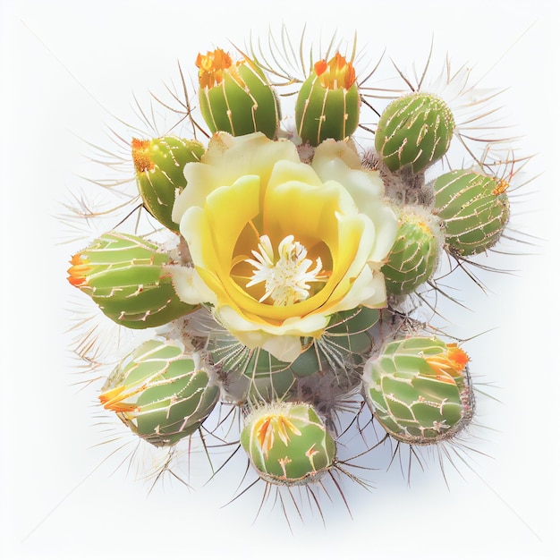 Vista superior de la flor de cacto saguaro aislada en un fondo blanco adecuado para su uso en las tarjetas del Día de San Valentín