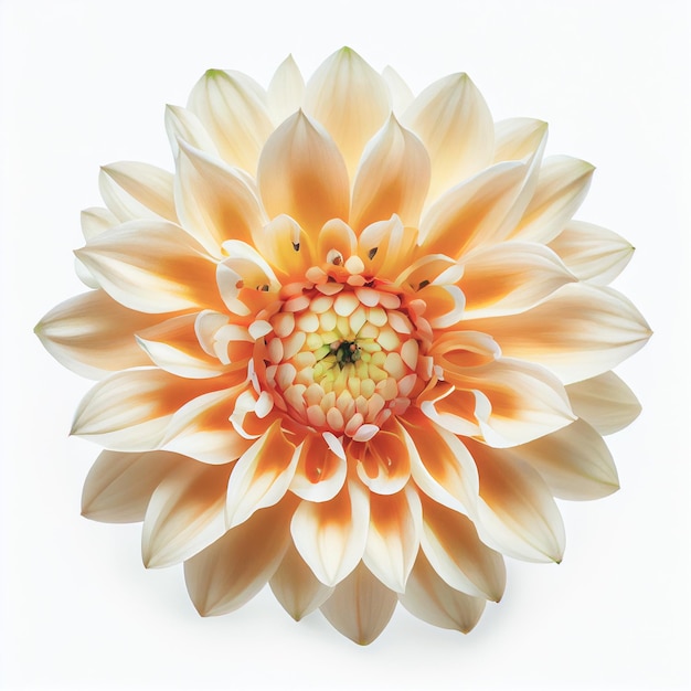 Vista superior de la flor de Dahlia sobre un fondo blanco perfecto para representar el tema del Día de San Valentín