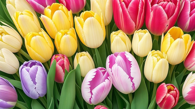 Vista superior de flores de tulipanes