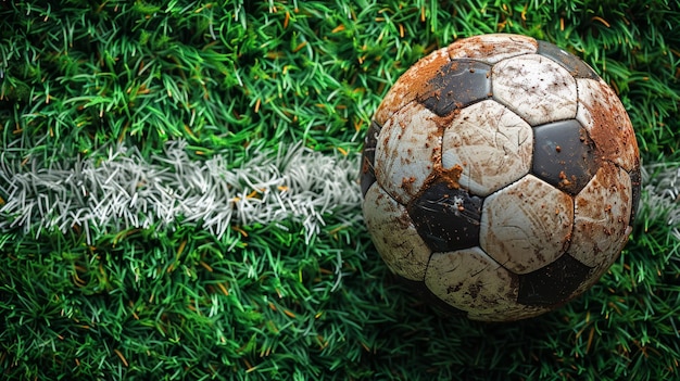 Vista superior del fondo del deporte de fútbol con un campo de césped artificial verde y líneas blancas