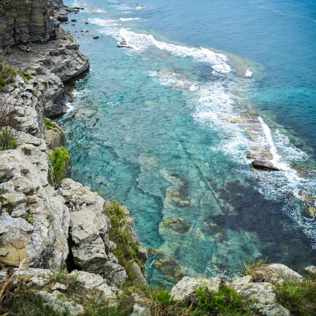 Vista superior del fondo marino turquesa