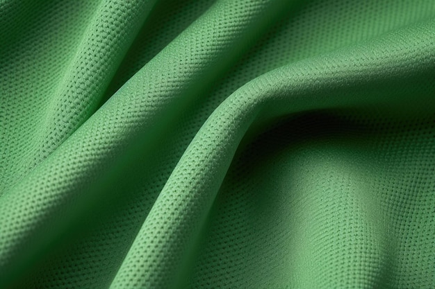 Vista superior del fondo de textura de tela de camiseta de fútbol verde