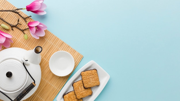 Foto vista superior de galletas caseras con espacio de copia