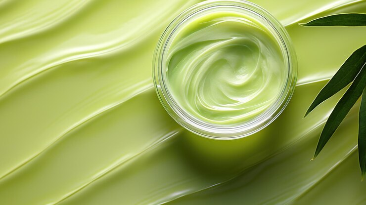 La vista superior del gel de aloe vera para el cuidado de la piel genera IA