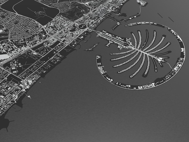Vista superior de la gran ciudad. ilustración en diseño gráfico casual. fragmento de dubai