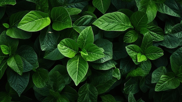Vista superior de hojas verdes exuberantes con papel tapiz UHD de textura detallada