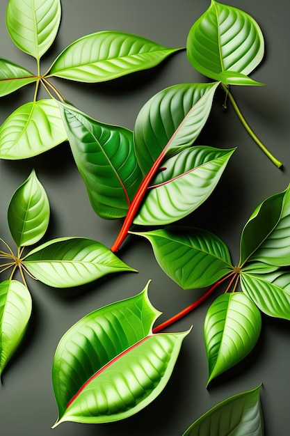 Foto vista superior de hojas verdes planta arbustiva de poinsettia sin brácteas de colores ni hojas modificadas aisladas o