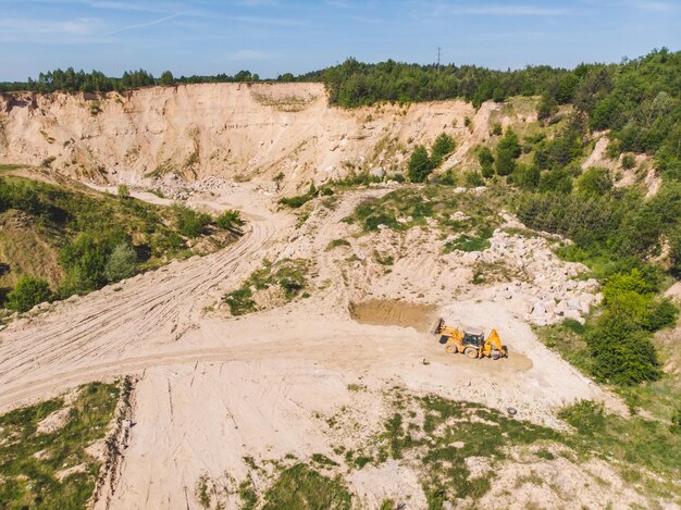 Vista superior de la industria pesada de la mina de arena