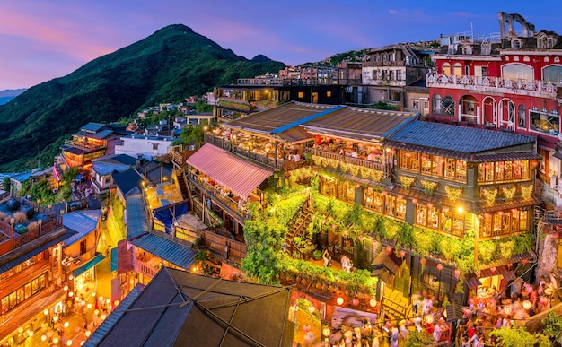 Vista superior de Jiufen Old Street en Taipei Taiwán