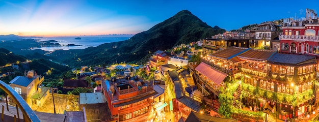 Foto vista superior de jiufen old street en taipei taiwán