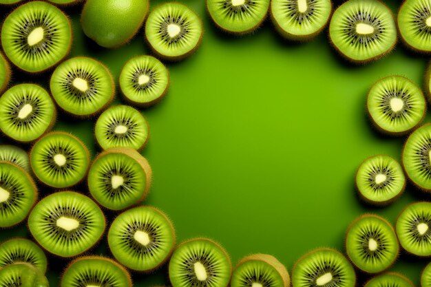 Vista superior de kiwi fresco y aguacate con espacio de copia