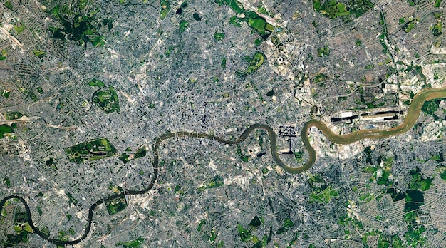 Vista superior del mapa de la ciudad de Londres desde elementos espaciales de esta imagen proporcionada por la nasa
