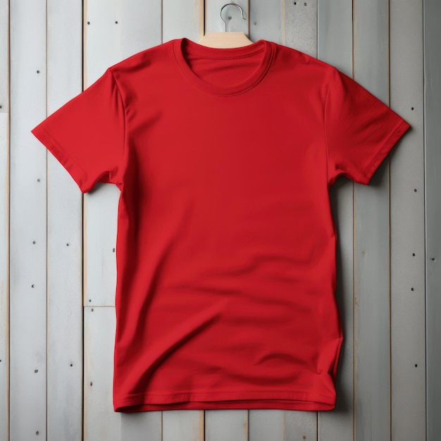 Vista superior de maqueta de camiseta roja