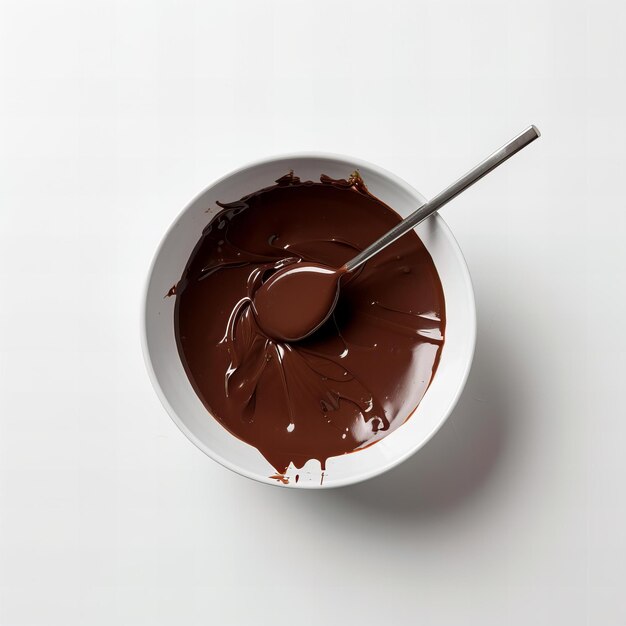 Vista superior minimalista de un fondue de chocolate aislado