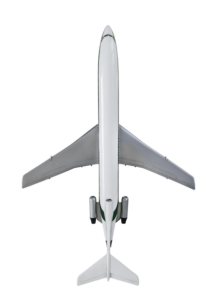 Vista superior de un modelo de aeronave aislado sobre un fondo blanco