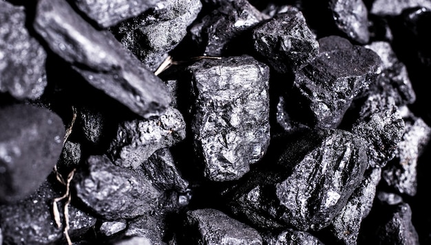 Vista superior de un negro mineral de mina de carbón para el fondo. Utilizado como combustible para coque industrial.