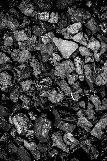 Vista superior de un negro mineral de mina de carbón para el fondo. Utilizado como combustible para coque industrial.