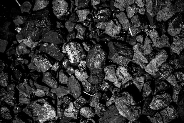 Vista superior de un negro mineral de mina de carbón para el fondo. Utilizado como combustible para coque industrial.