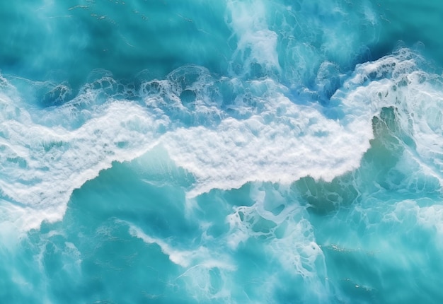 Vista superior de las olas del océano fotografía aérea olas de agua turquesa del océano patrón sin costuras generado por la IA