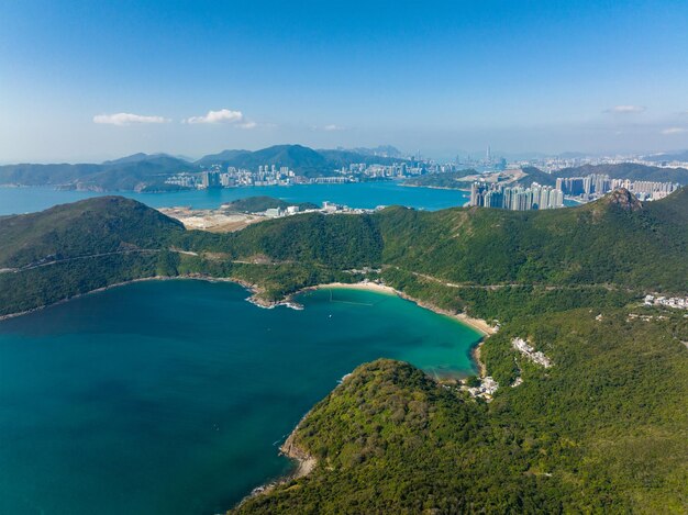 Foto vista superior del paisaje de sai kung de hong kong