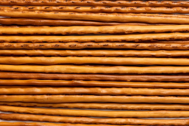 Vista superior de palos de galleta pretzel