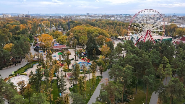 Vista superior de los paseos en el parque de la ciudad de Kharkov