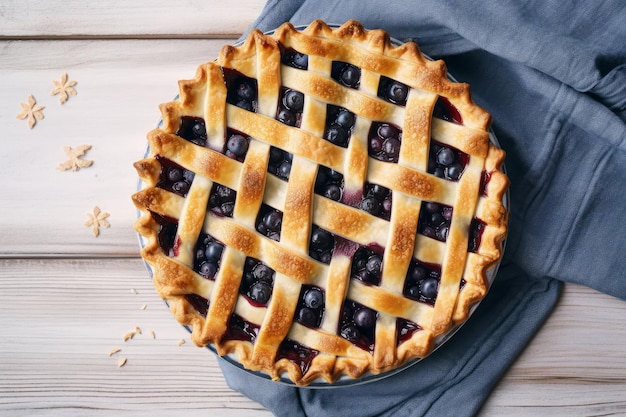 Vista superior de pastel de arándanos Comida dulce Generar Ai