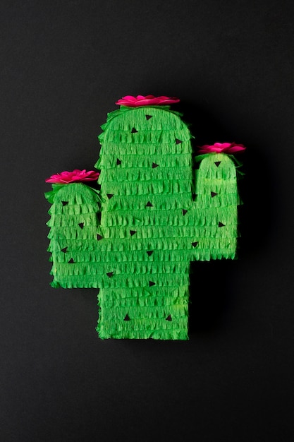 Vista superior piñata en forma de cactus