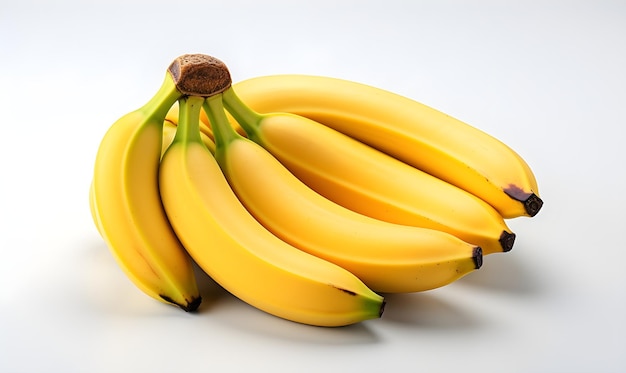 Vista superior de plátano sobre fondo blanco.