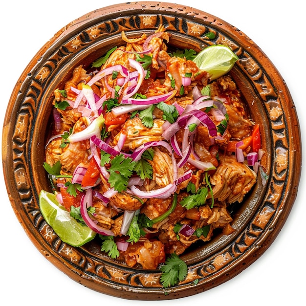 Foto vista superior del plato de cochinita pibil comida mexicana