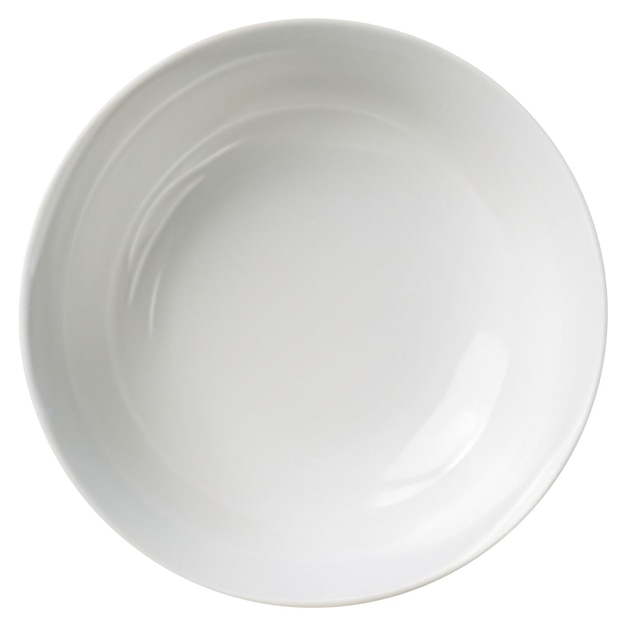 Vista superior del plato vacío aislado en el fondo Recorte del plato limpio