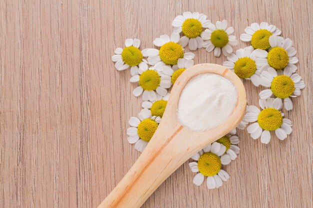 Vista superior de proteína de colágeno colágeno hidrolizado