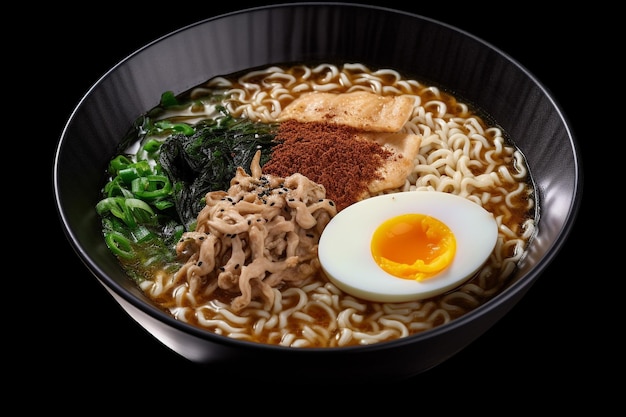 Vista superior ramen Sopa de ramen tradicional coreana con kimchi Cocina coreana Comida asiática